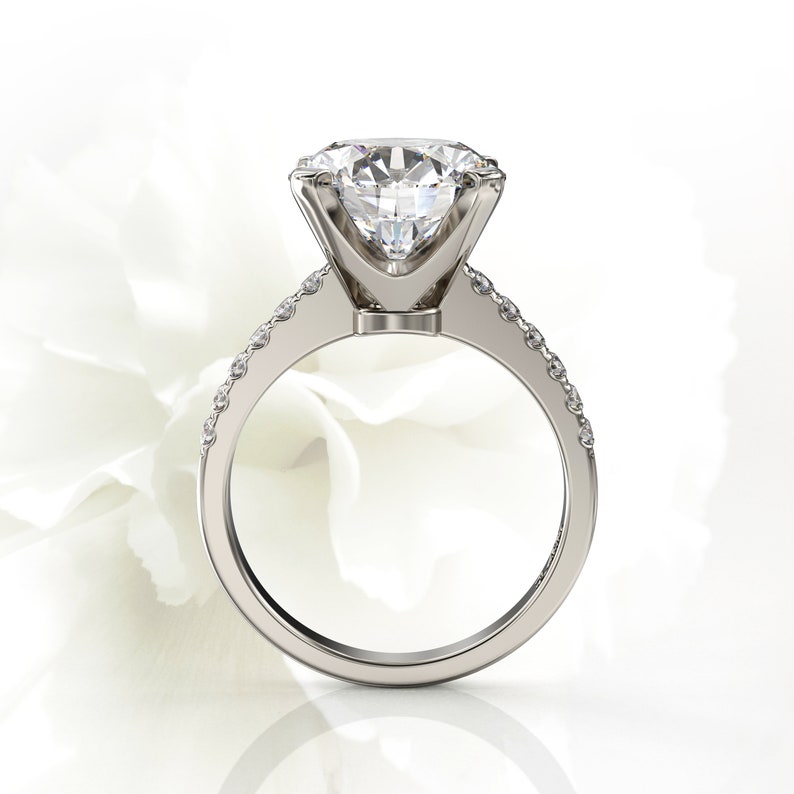 4CT Round Brilliant Diamond Moissanite Engagement Ring