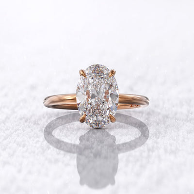 2CT Oval Diamond Halo Moissanite Engagement Ring