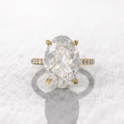 4CT Oval Diamond Hidden Halo Moissanite Engagement Ring