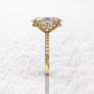 4CT Oval Diamond Hidden Halo Moissanite Engagement Ring