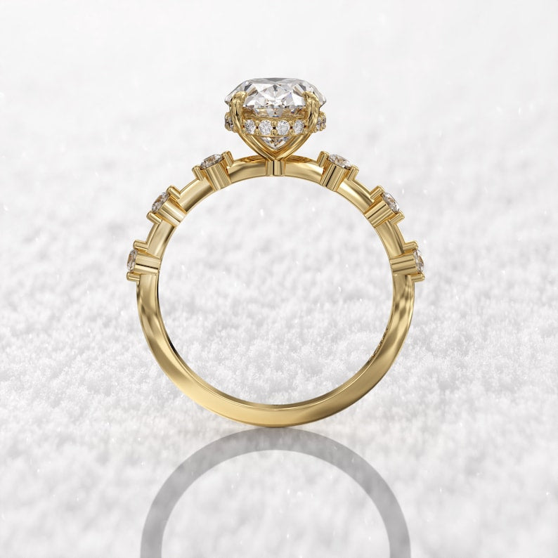 2CT Oval Diamond Moissanite Engagement Ring