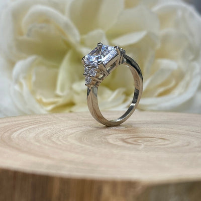2.20ct Asscher Diamond Moissanite Engagement Ring