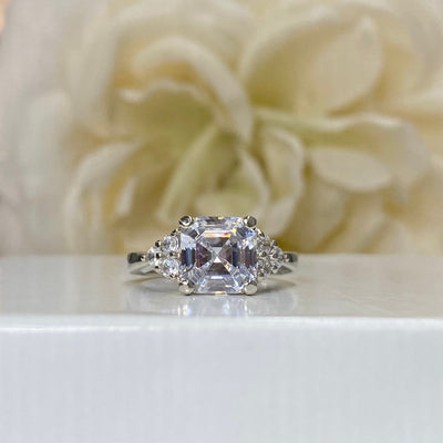 2.20ct Asscher Diamond Moissanite Engagement Ring