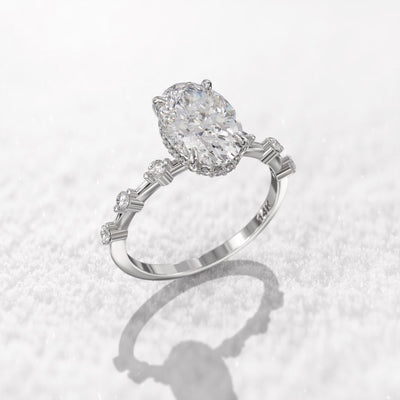 2CT Oval Diamond Moissanite Engagement Ring