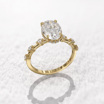 2CT Oval Diamond Moissanite Engagement Ring