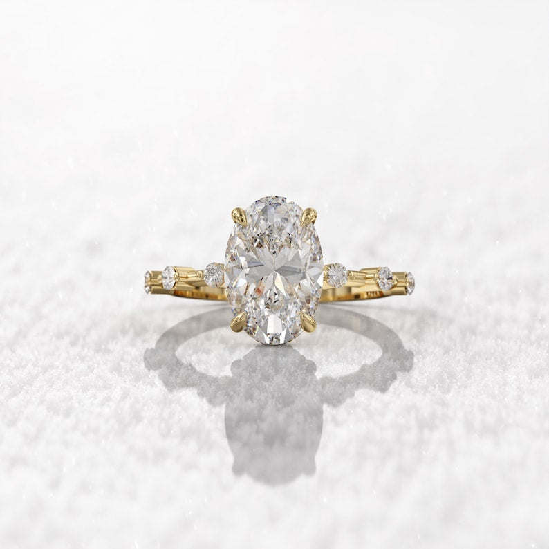2CT Oval Diamond Moissanite Engagement Ring