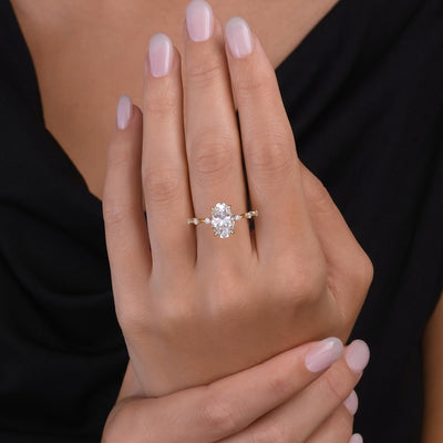 2CT Oval Diamond Moissanite Engagement Ring