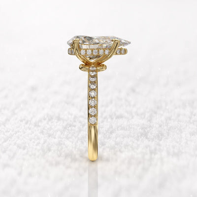 3CT Pear Diamond Hidden Halo Moissanite Engagement Ring