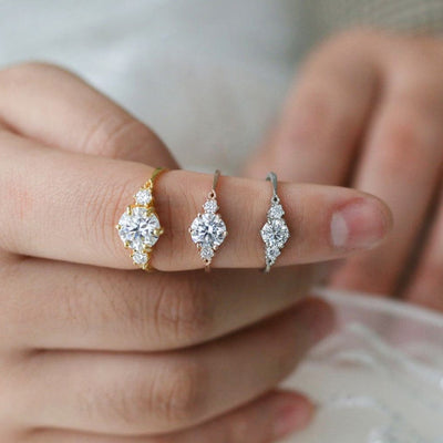 Round Brilliant Three Stone Moissanite Diamond Ring