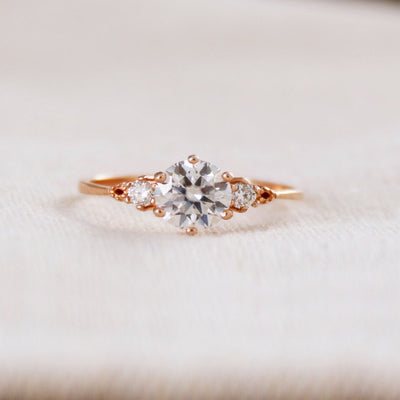 Round Brilliant Three Stone Moissanite Diamond Ring
