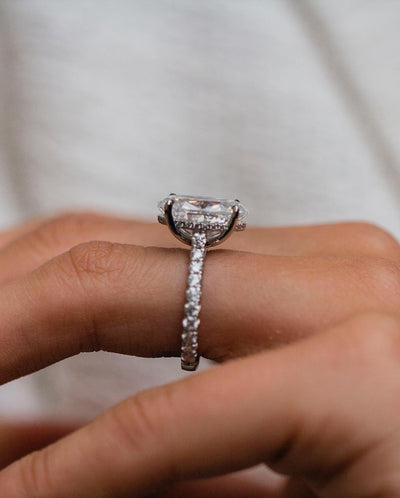 6.20ct Oval Cut Hidden Halo Diamond Moissanite Pave Engagement Ring For Women