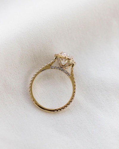 3.55ct Marquise Cut Halo Moissanite Diamond Pave Engagement Ring