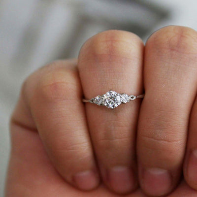 Round Brilliant Three Stone Moissanite Diamond Ring