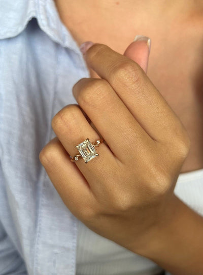 3.50ct Emerald Cut Diamond Twig Moissanite Engagement Ring