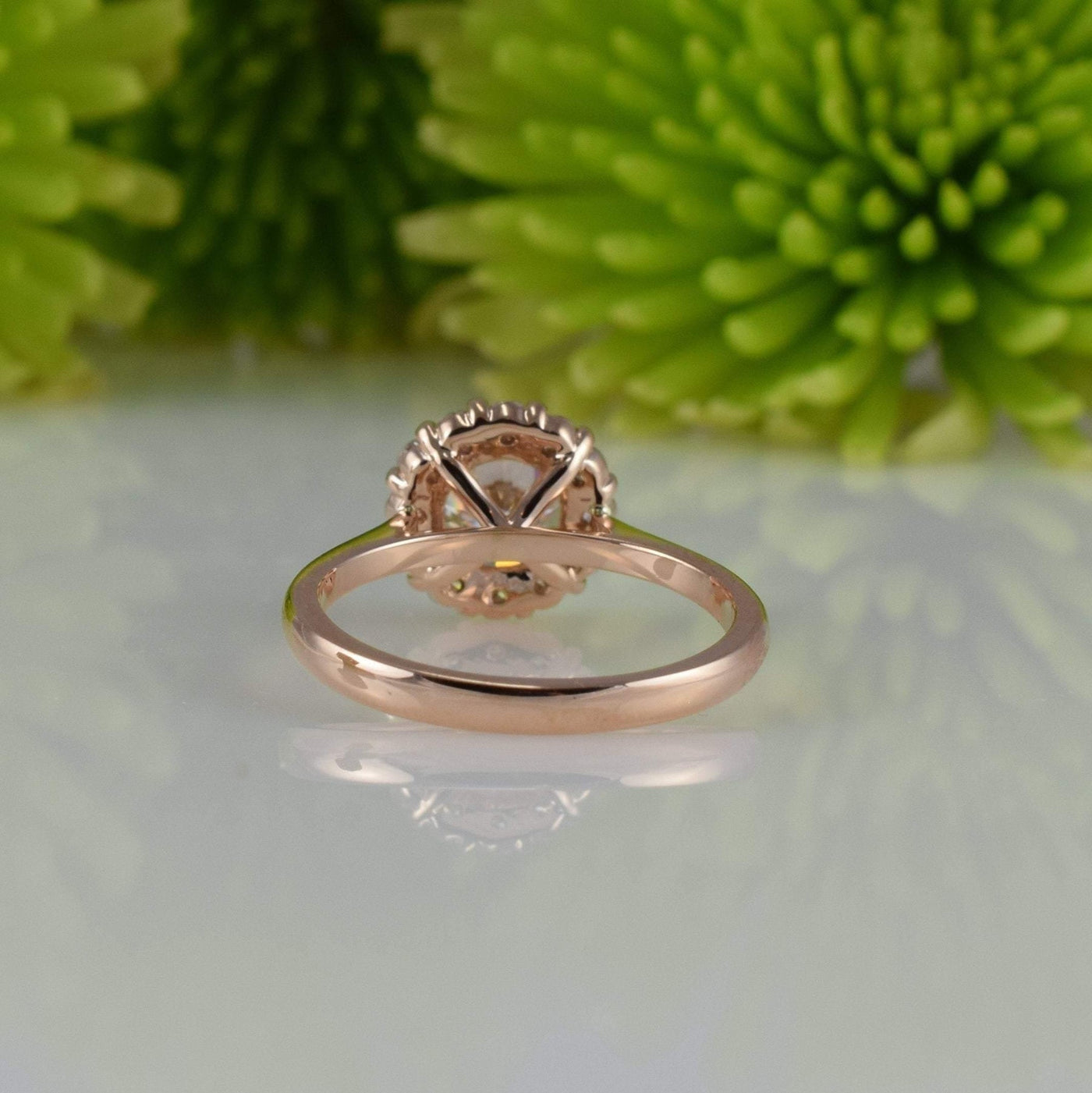 1.20ct Round Brilliant Diamond Halo Moissanite Engagement Ring