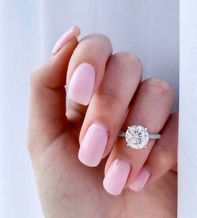 2.5 CT Round cut Hidden Halo Moissanite Engagement Ring