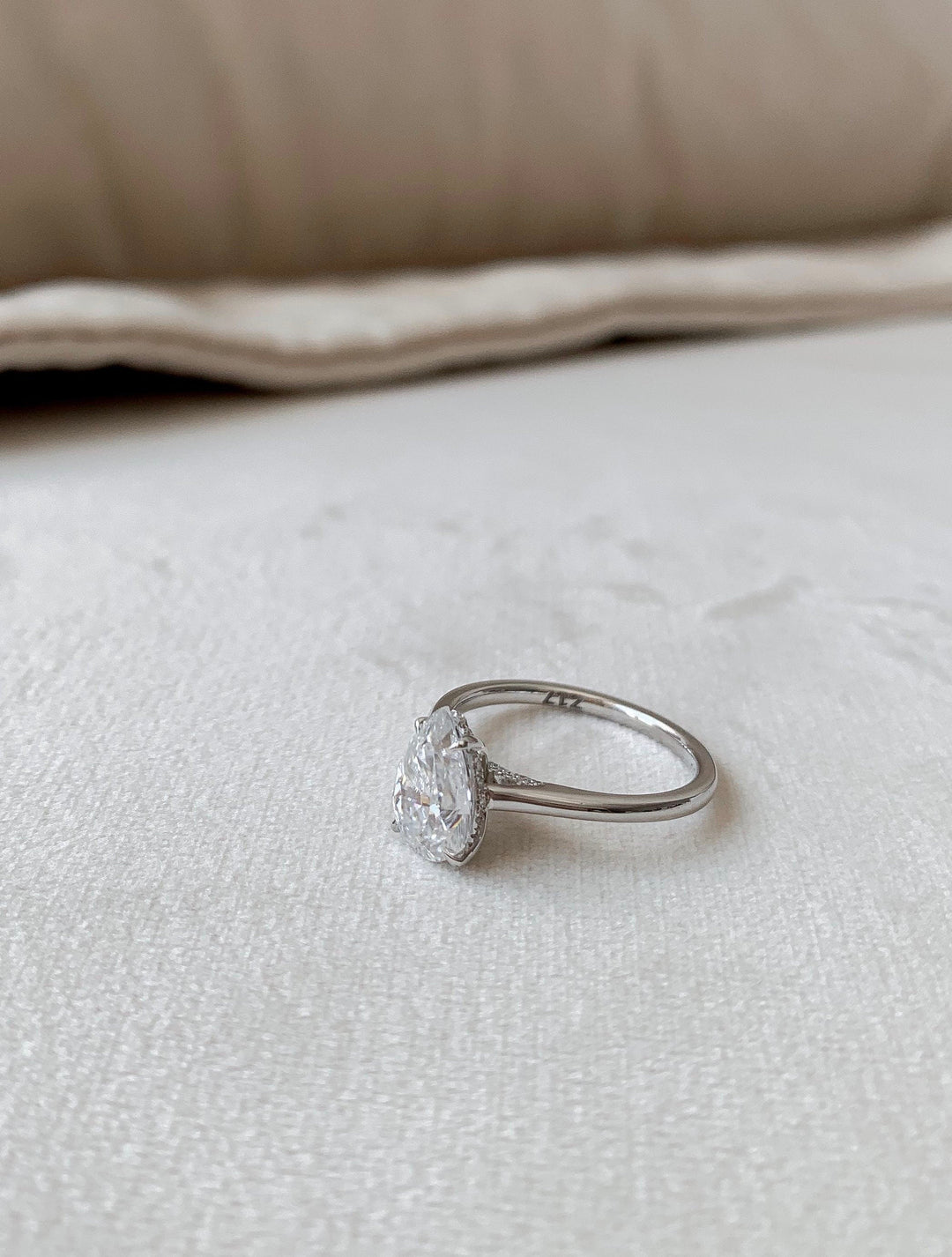 1.50CT Pear Cut Moissanite Hidden Halo Engagement Ring