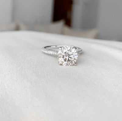 2.50CT Round Cut Hidden Halo Moissanite Diamond Engagement Ring