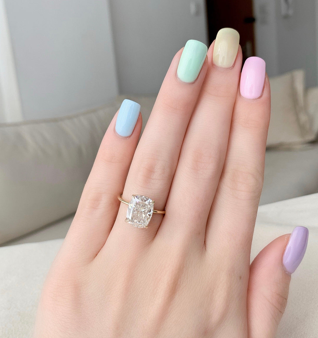 6.0CT Cushion Cut Hidden Halo Moissanite Engagement Ring