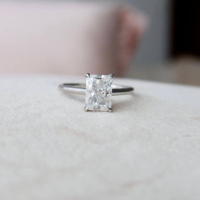 2.0CT Radiant Cut Hidden Halo Moissanite Diamond Engagement Ring