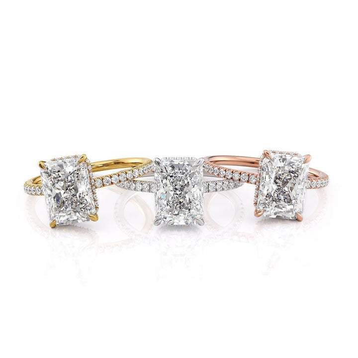 3.50CT Radiant Cut Moissanite Hidden Halo Engagement Ring