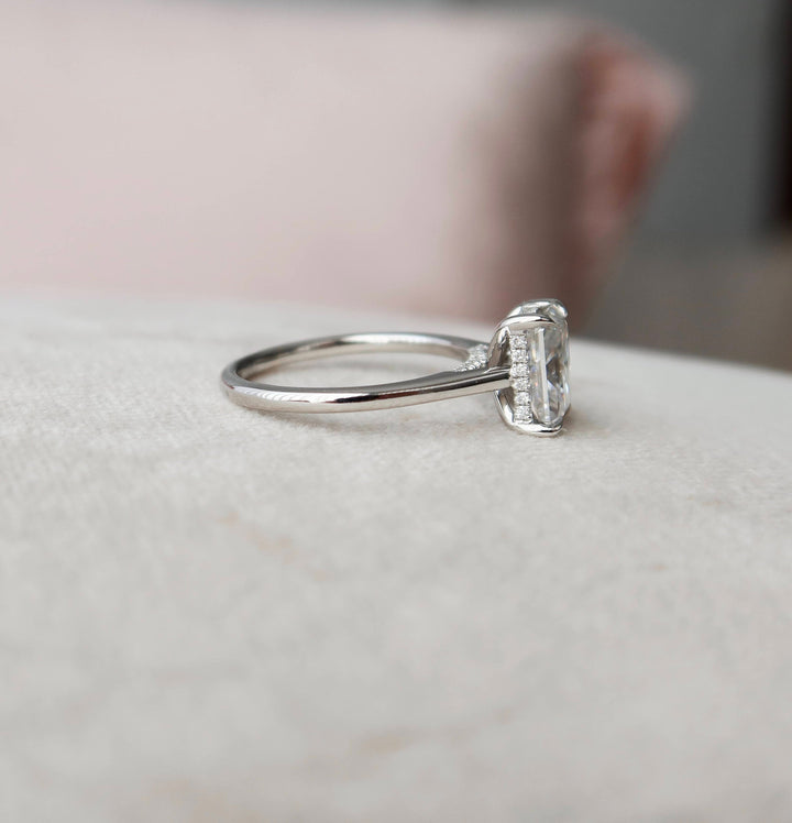 2.0CT Radiant Cut Hidden Halo Moissanite Diamond Engagement Ring