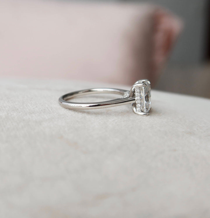 3.0CT Radiant Cut Hidden Halo Moissanite Diamond Engagement Ring