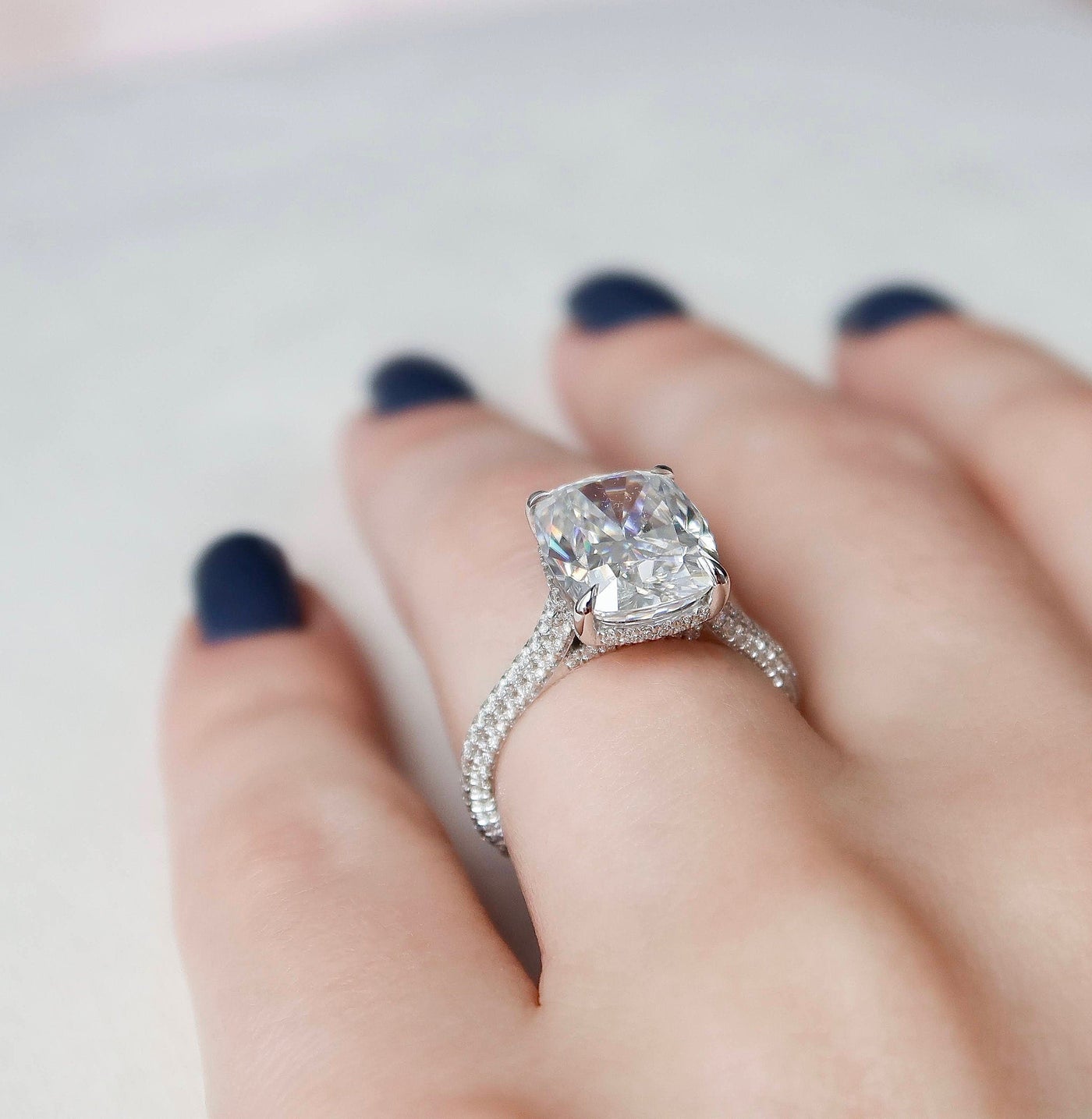 6 CT Cushion Cut Moissanite Engagement Ring