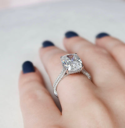 6 CT Cushion Cut Moissanite Engagement Ring