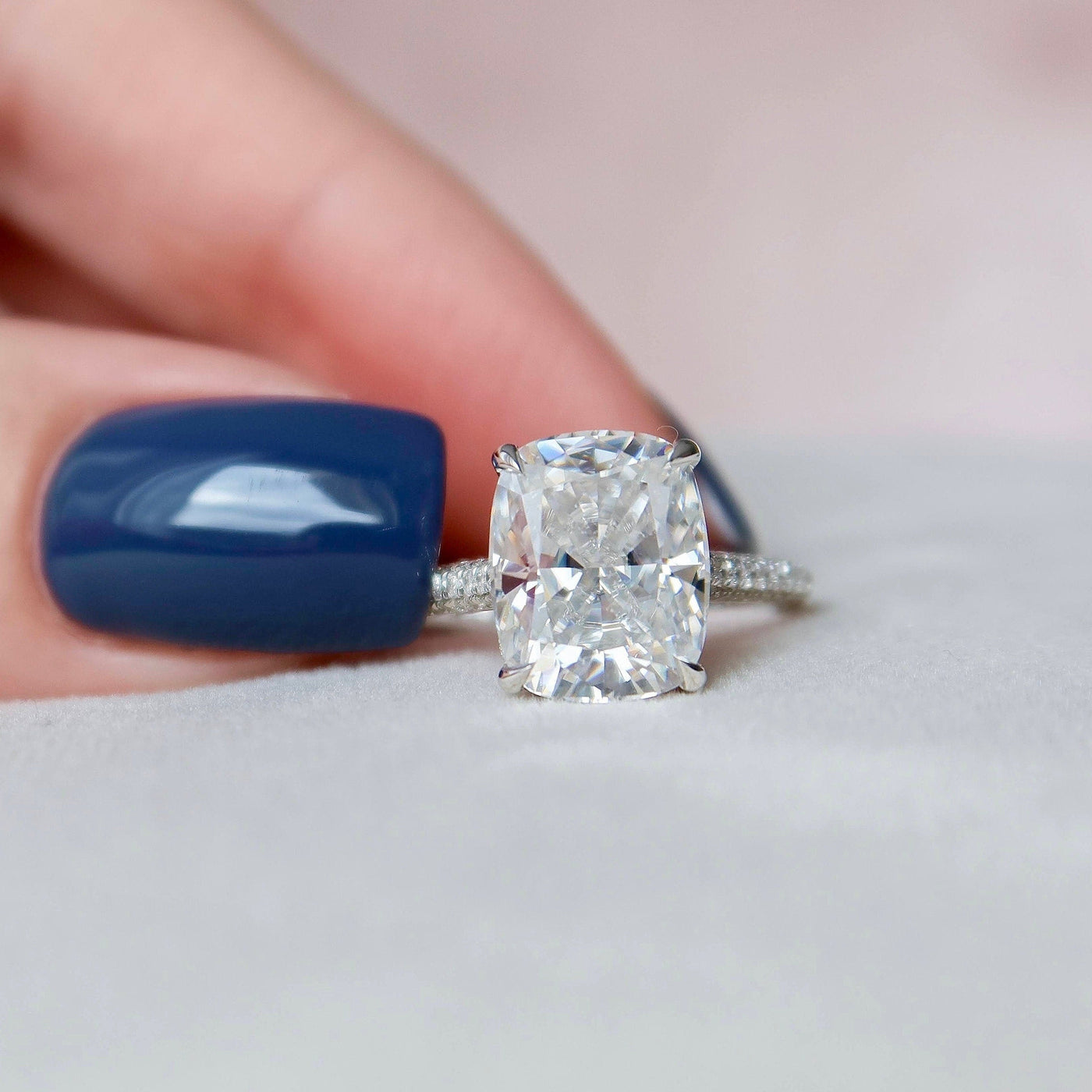 6.0CT Elongated Cushion Cut Moissanite Halo Engagement Ring