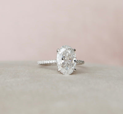 3.50CT Oval Cut Moissanite Hidden Halo Engagement Ring