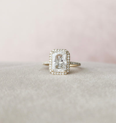 3.50CT Radiant Cut Halo Moissanite Engagement Ring