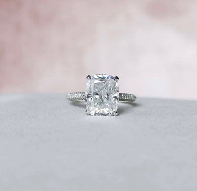 6.0CT Elongated Cushion Cut Moissanite Halo Engagement Ring