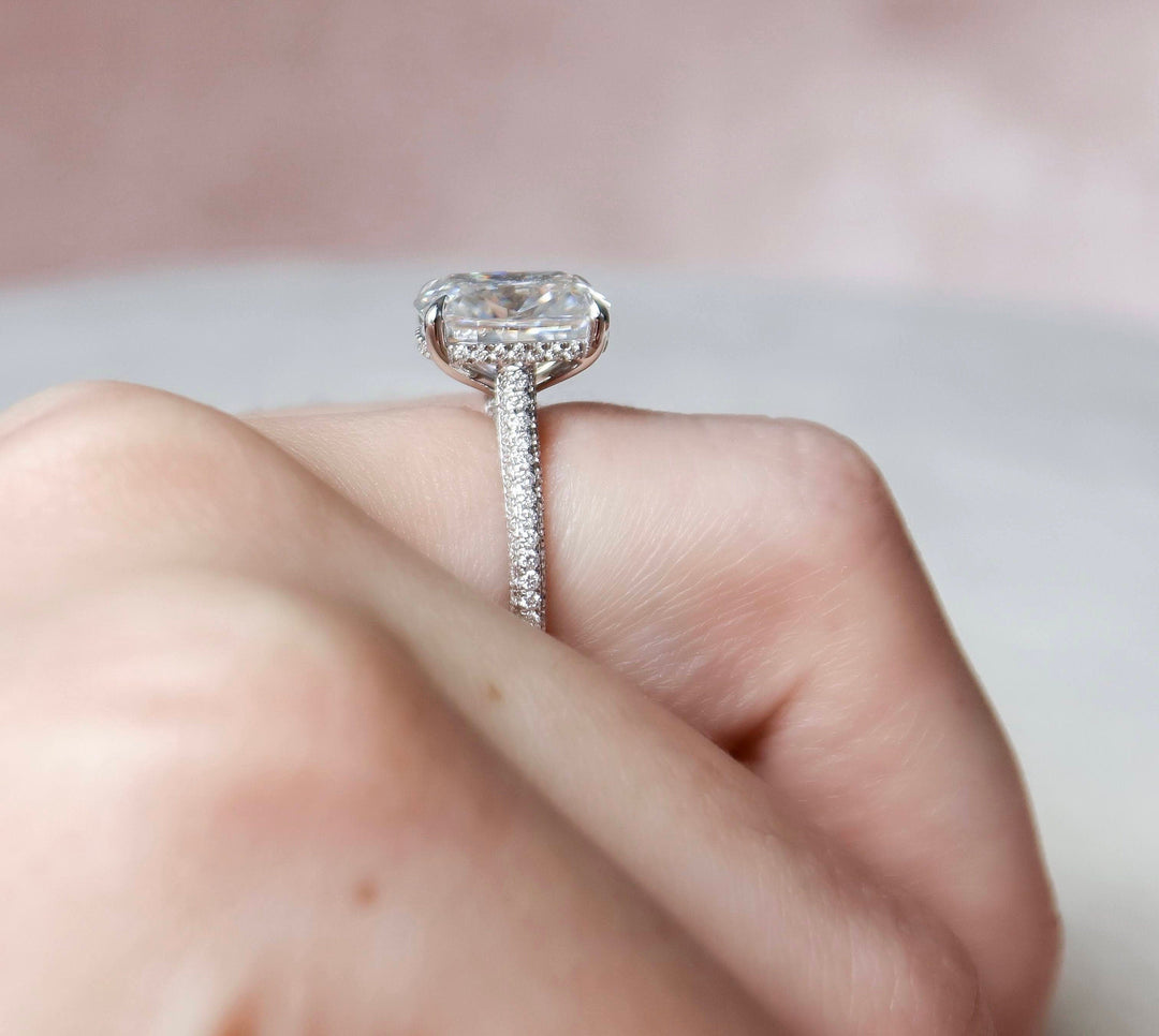6.0CT Elongated Cushion Cut Moissanite Halo Engagement Ring