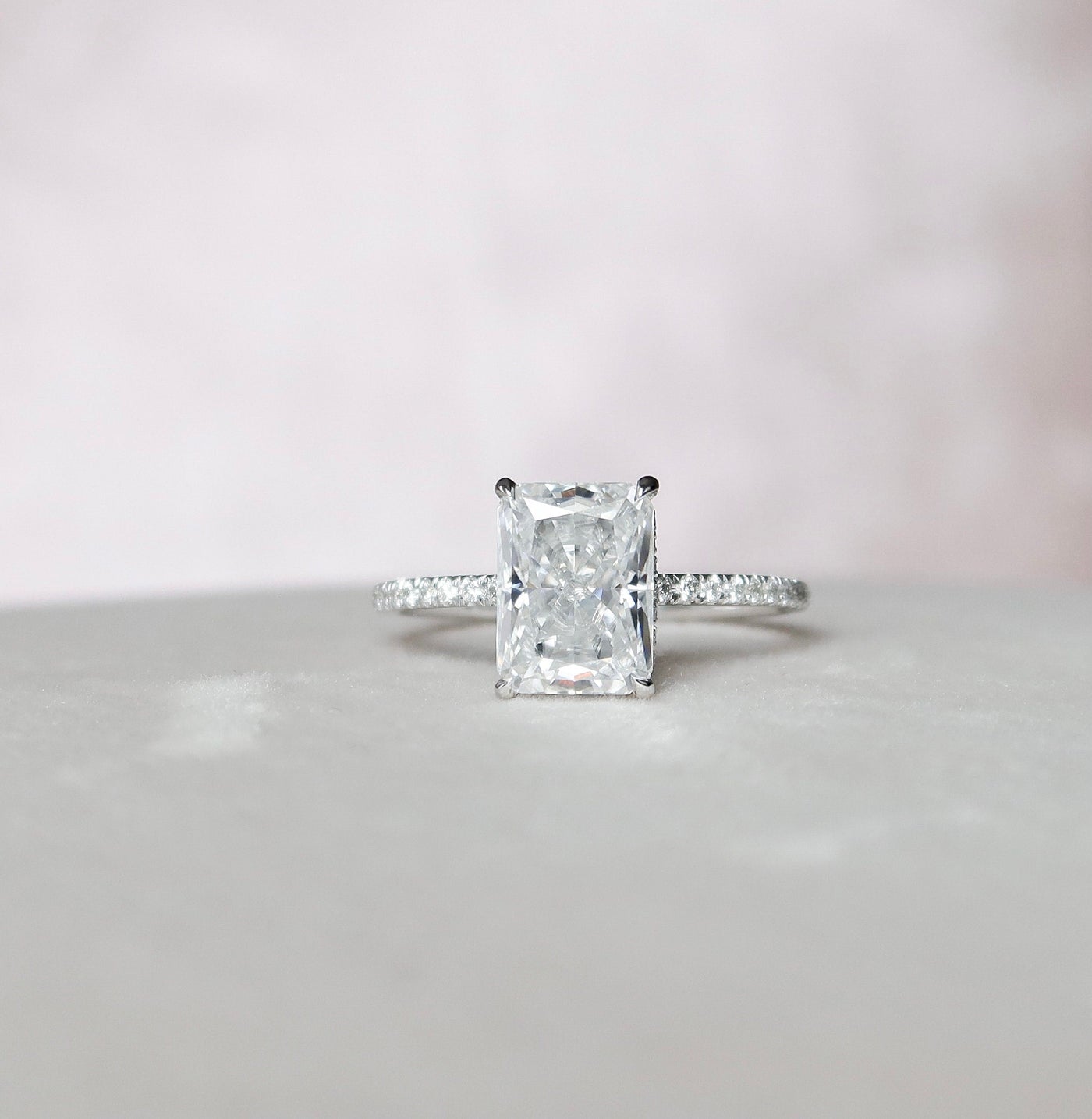 3.50CT Radiant Cut Moissanite Hidden Halo Engagement Ring