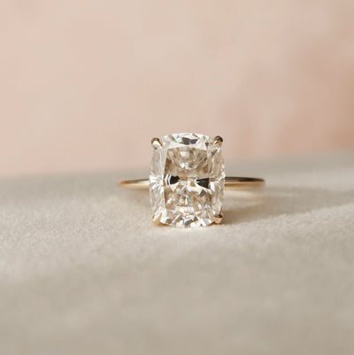 6.0CT Cushion Cut Hidden Halo Moissanite Engagement Ring
