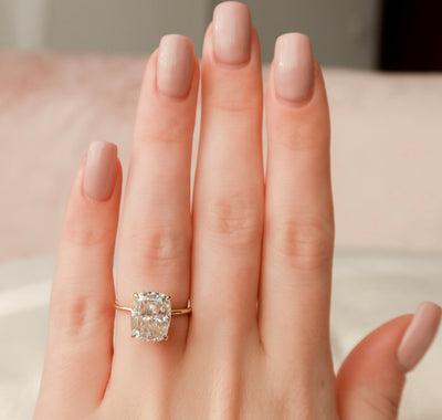 6.0CT Cushion Cut Hidden Halo Moissanite Engagement Ring