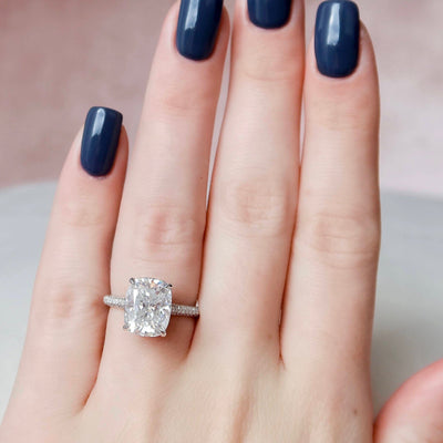 6.0CT Elongated Cushion Cut Moissanite Halo Engagement Ring