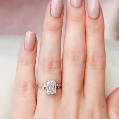 3.50CT Radiant Cut Halo Moissanite Engagement Ring