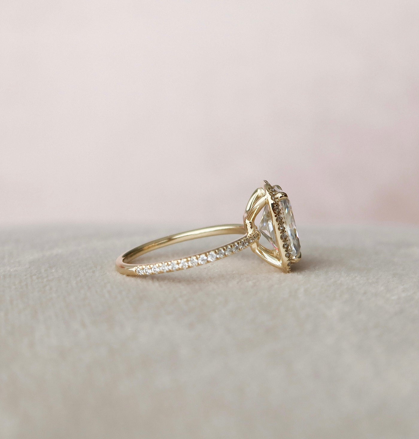 3.50CT Radiant Cut Halo Moissanite Engagement Ring