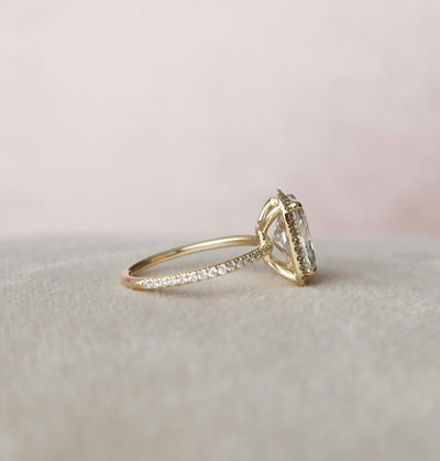 3.50CT Radiant Cut Halo Moissanite Engagement Ring