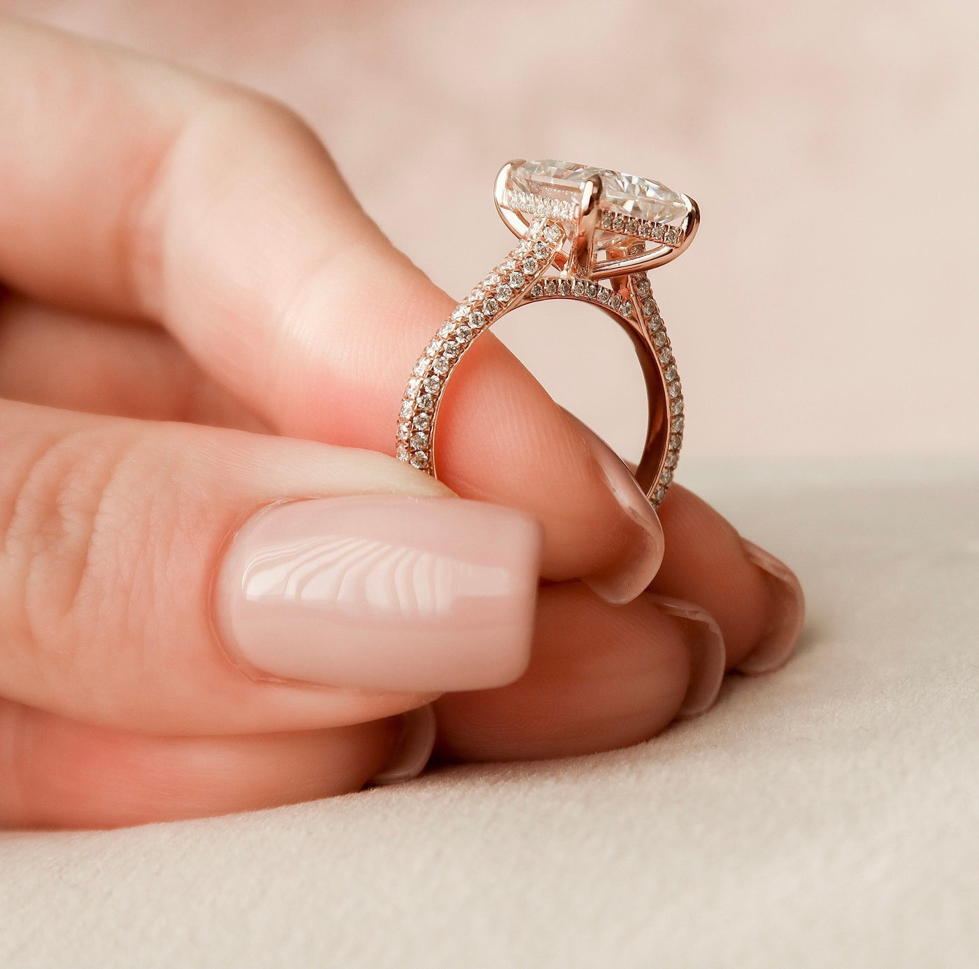 5.50CT Radiant Cut Four Prong Moissanite Halo Engagement Ring