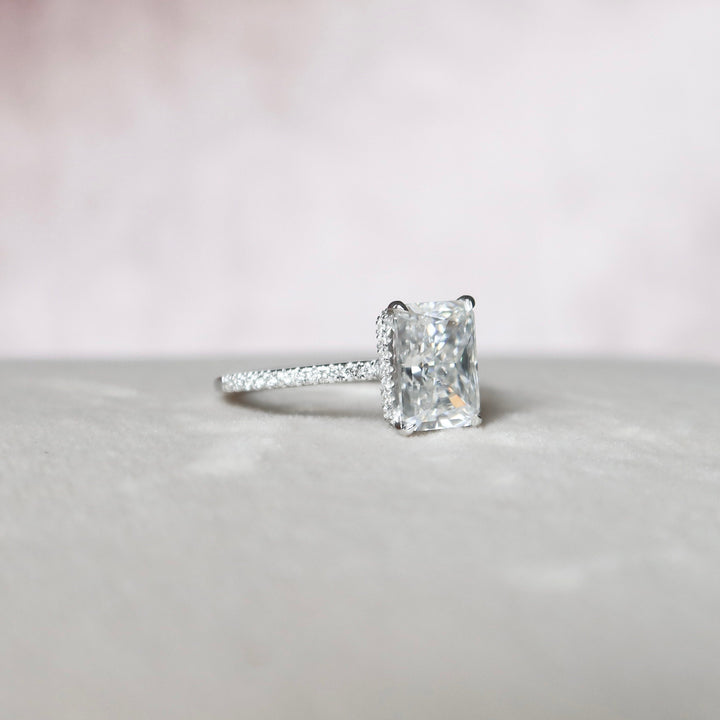 3.50CT Radiant Cut Moissanite Hidden Halo Engagement Ring