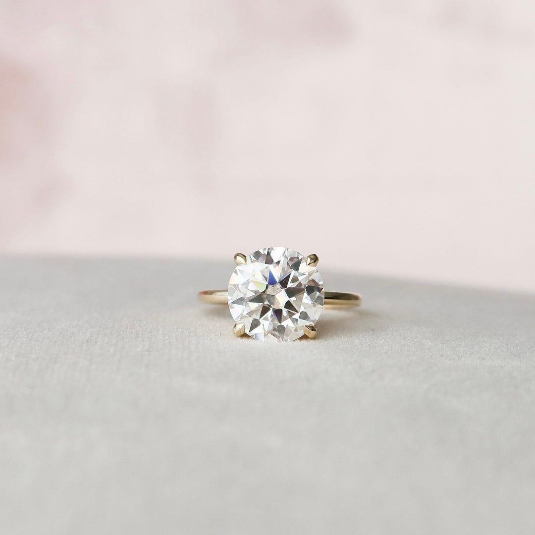 5.0CT Round Cut Hidden Halo Moissanite Diamond Engagement Ring in Yellow Gold