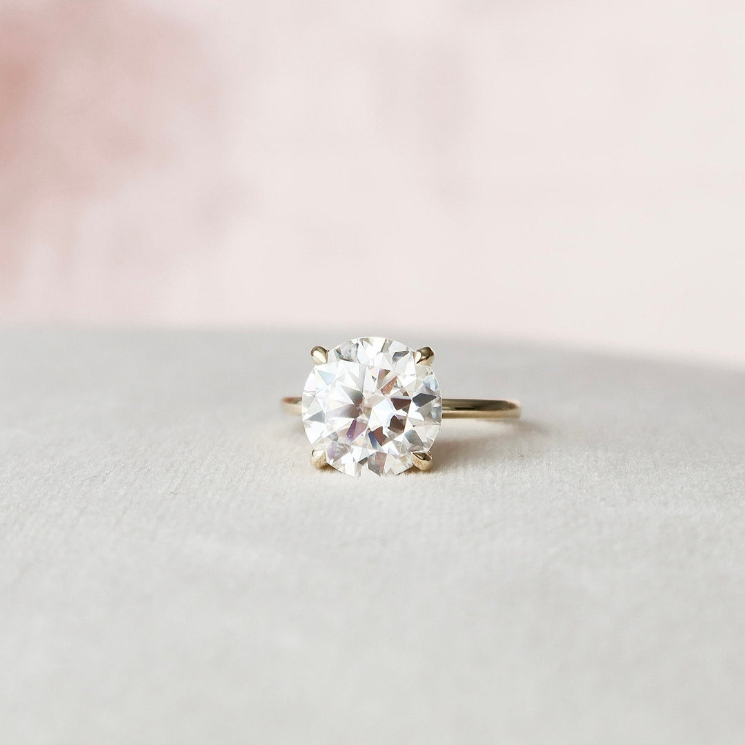 5.0CT Round Cut Hidden Halo Moissanite Diamond Engagement Ring in Yellow Gold