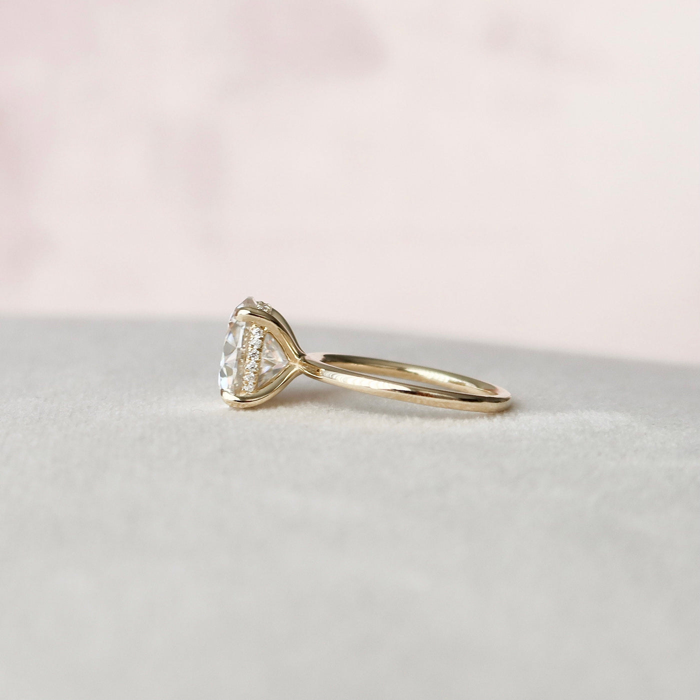 5.0CT Round Cut Hidden Halo Moissanite Diamond Engagement Ring in Yellow Gold