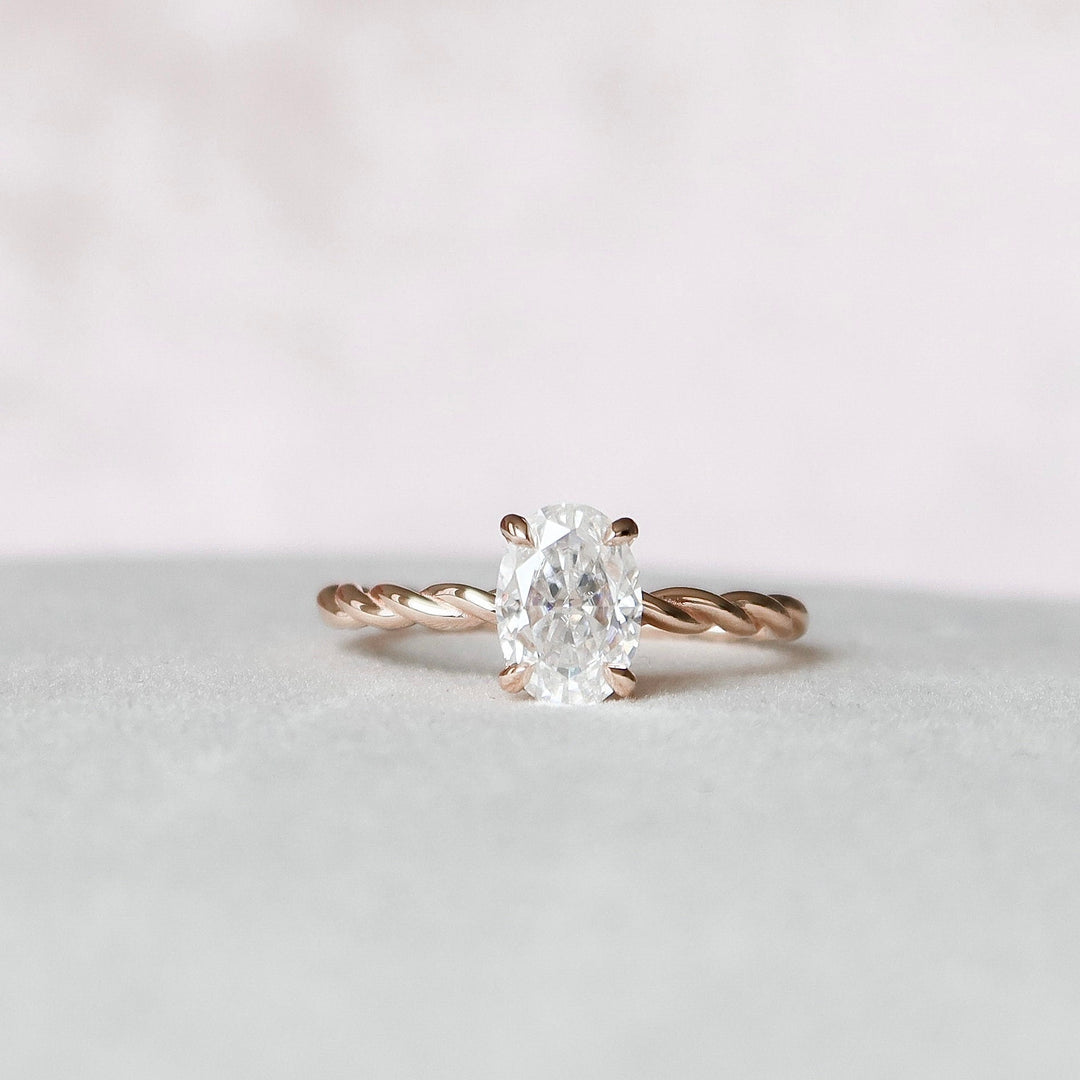 1.50 CT Oval cut Braided Moissanite Diamond Engagement Ring