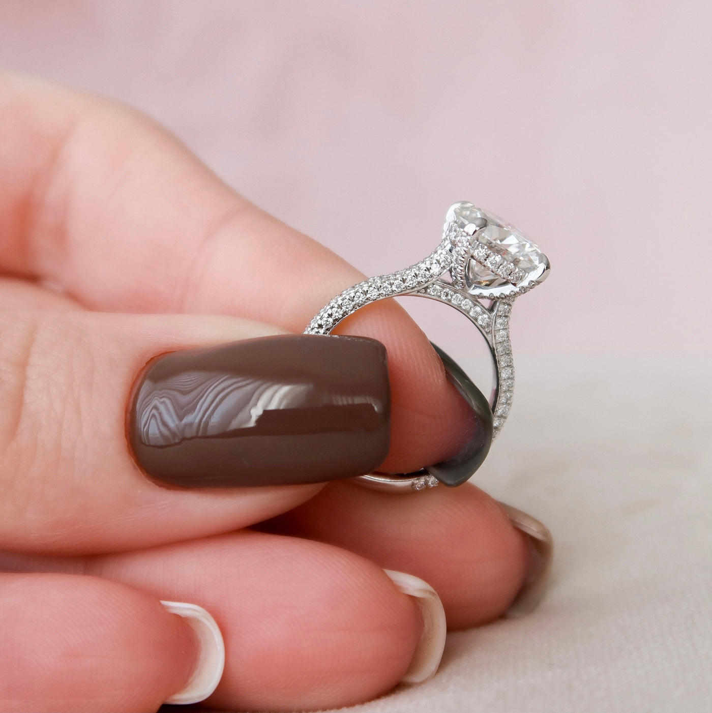 2.5 CT Round cut Hidden Halo Moissanite Engagement Ring