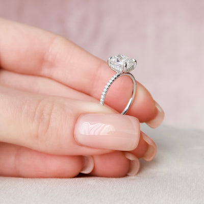 2.0CT Elongated Cushion Cut Moissanite Engagement Ring