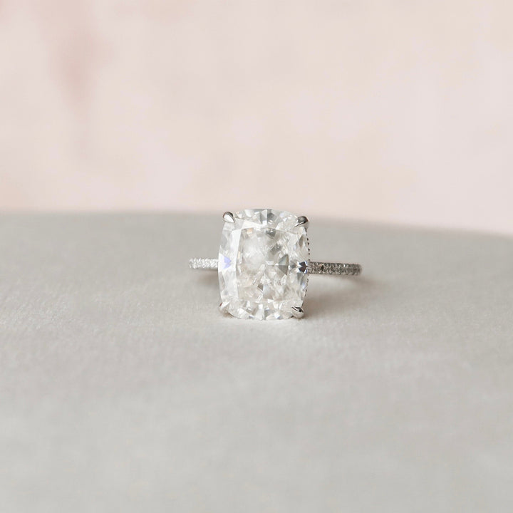 6.0CT Elongated Cushion Cut Moissanite Hidden Halo Engagement Ring
